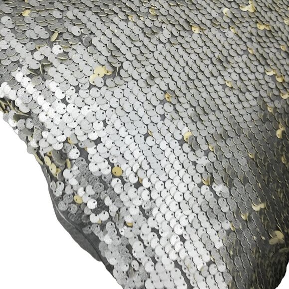 Thro by Marlo Lorenze Silver Sequin Paillets Set of 2 Pillows 17"x16" Down - Picture 5 of 8